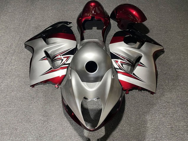 1997-2007 Argent Brillant & Rouge Bonbon Suzuki GSXR 1300 Carénage Moto