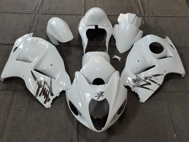 1997-2007 Style Blanc Brillant OEM Avec Décalcomanies Argentées Suzuki GSXR 1300 Carénage Moto