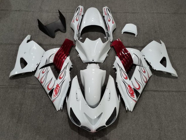 2006-2011 Bianco Rosso Fiamma Kawasaki ZX14R Carénage Moto