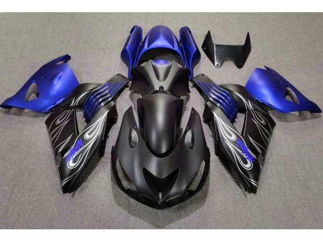 2006-2011 Noir Mat & Bleu Kawasaki ZX14R Carénage Moto