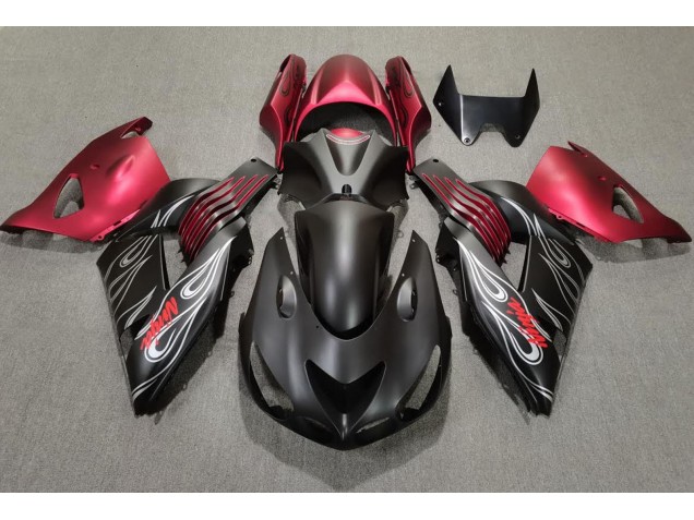 2006-2011 Noir Mat & Rouge Kawasaki ZX14R Carénage Moto