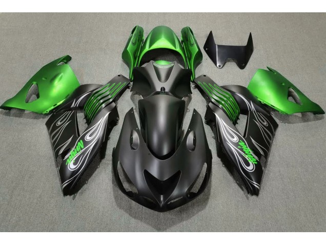 2006-2011 Noir Mat & Vert Kawasaki ZX14R Carénage Moto