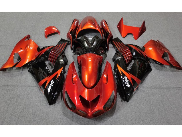 2006-2011 Orange Brûlé Noir Kawasaki ZX14R Carénage Moto