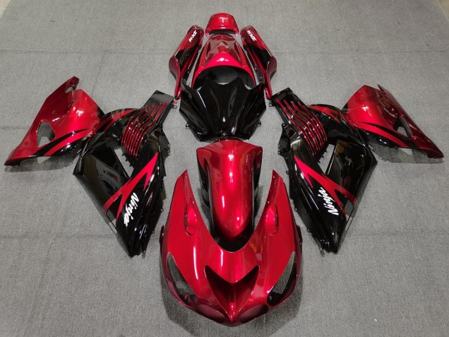 2006-2011 Rouge Feu & Noir Kawasaki ZX14R Carénage Moto