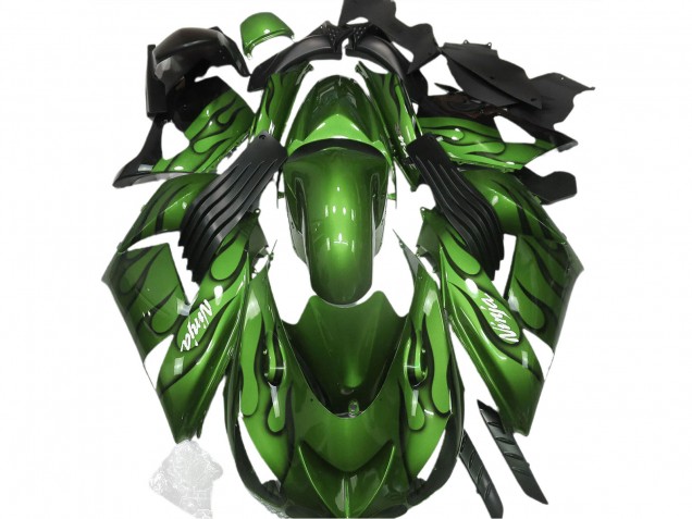 2006-2011 Vert Brillant & Flamme Kawasaki ZX14R Carénage Moto