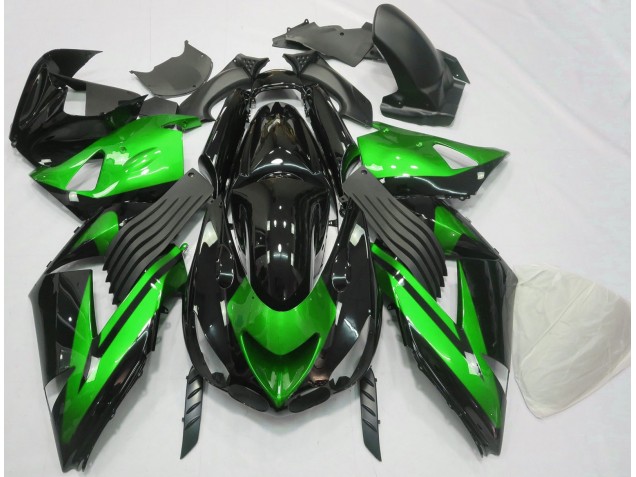 2006-2011 Vert Brillant & Noir Uni Kawasaki ZX14R Carénage Moto