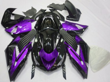 2006-2011 Violet Brillant & Noir Uni Kawasaki ZX14R Carénage Moto