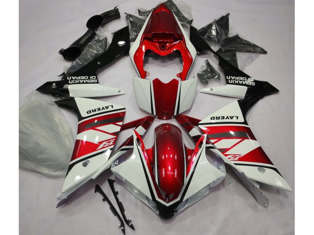 2007-2008 Blanc Brillant & Rouge Yamaha R1 Carénage Moto