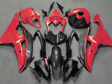 2008-2016 Rouge Brillant & Fiber De Carbone Yamaha R6 Carénage Moto