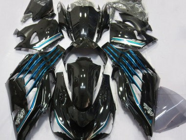 2012-2021 Noir Brillant & Bleu Clair Kawasaki ZX14R Carénage Moto