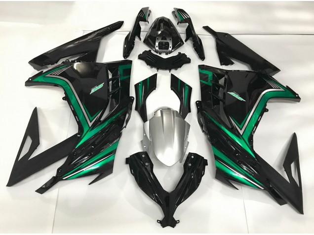 2013-2018 Noir Brillant & Vert Émeraude Kawasaki Ninja 300 Carénage Moto